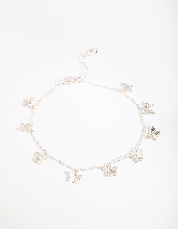 Silver Butterfly Chain Anklet
