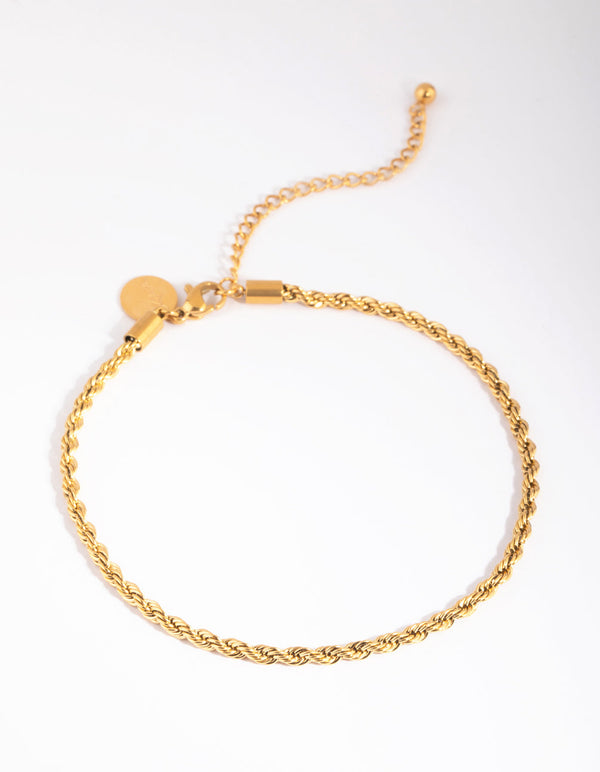 Gold Plated Stainless Steel Twisted Chain Anklet