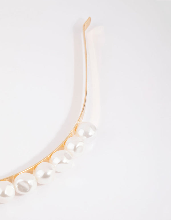Gold Irregular Pearl Headband