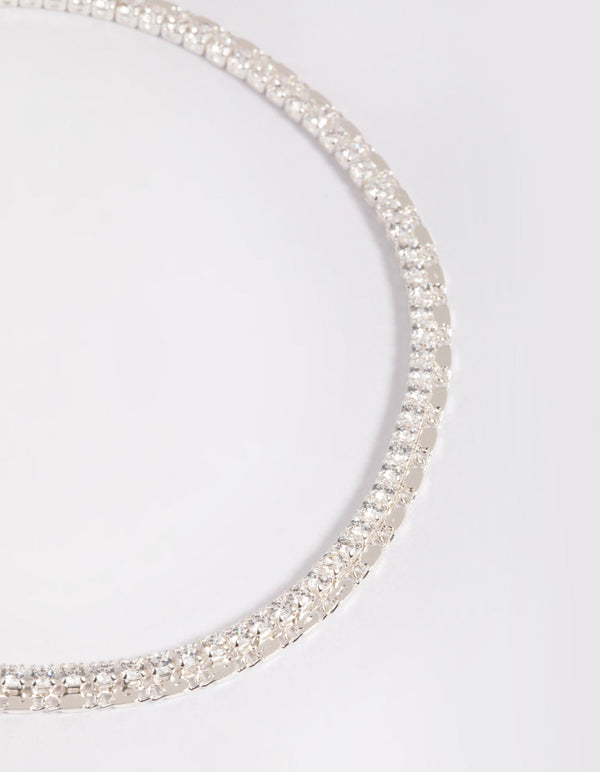 Silver Plated Cubic Zirconia Anklet
