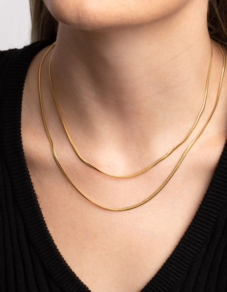 Gold Plated Stainless Steel Fine Chain Layered Necklace