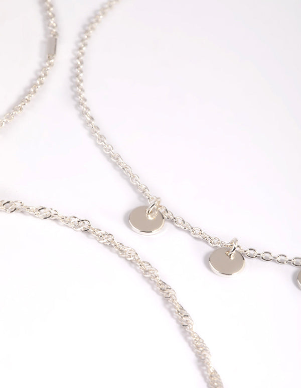Silver Disc Chain Anklets