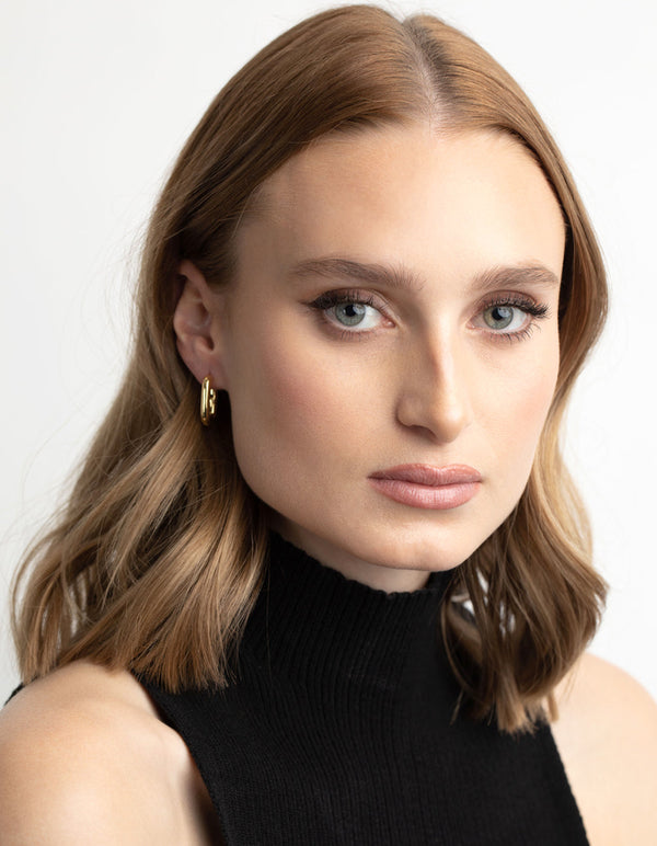 Gold Plated Rectangle Hoop Earrings