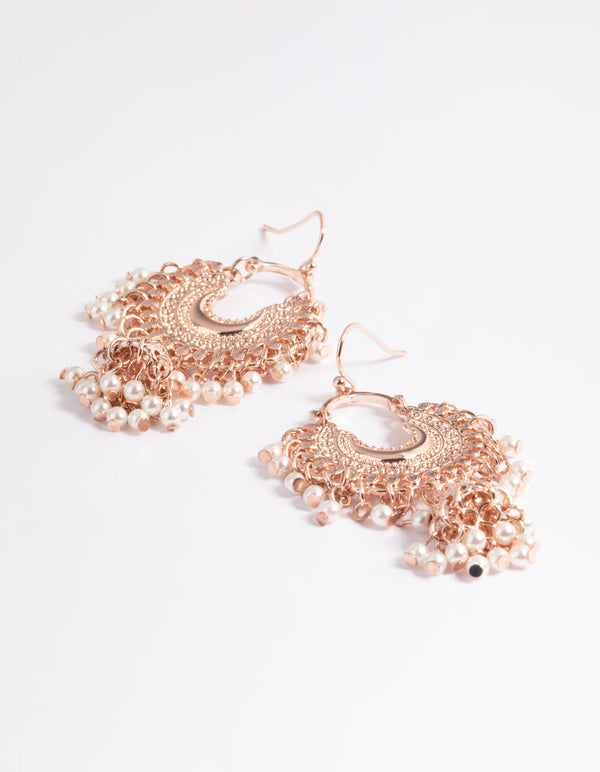 Rose Gold Encrusted Bead Drop Earrings