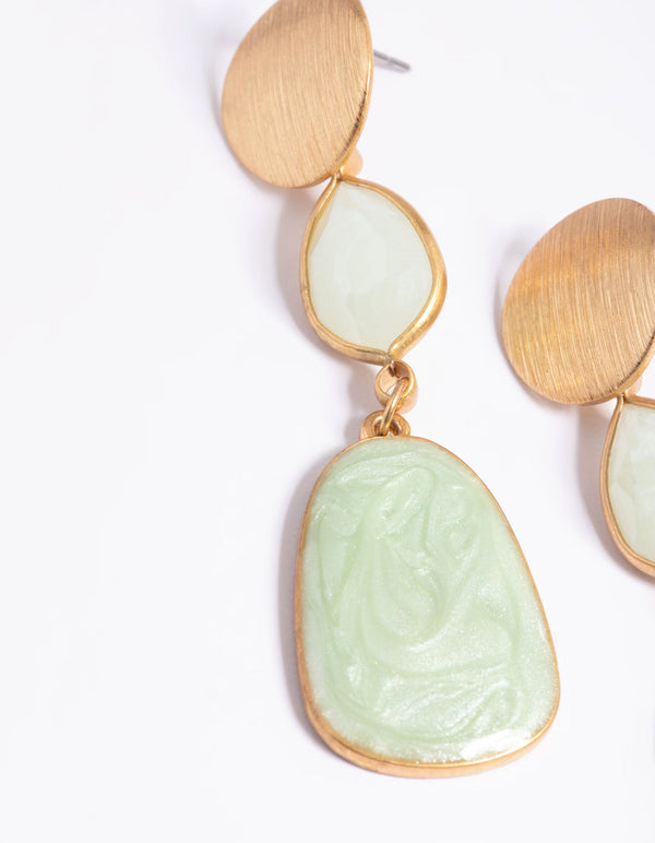 Worn Gold Stone Drop Earrings
