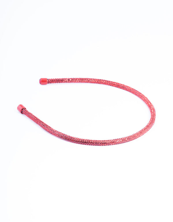 Red Rounded Diamante Headband