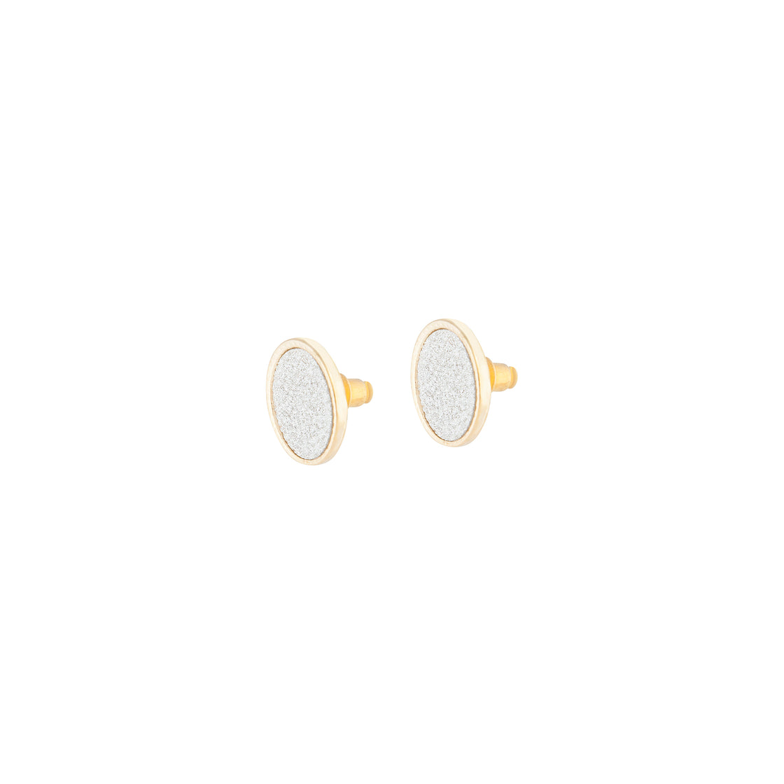 Silver Gold Glitter Inlay Disc Earrings