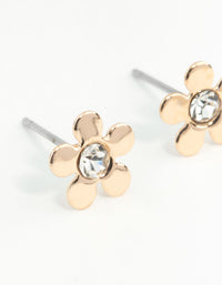 Gold Mini 70s Dia Flower Stud Earrings - link has visual effect only