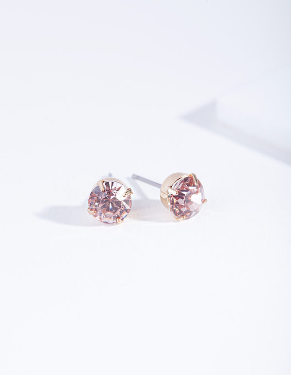 Pink Claw Diamante Stud Earrings