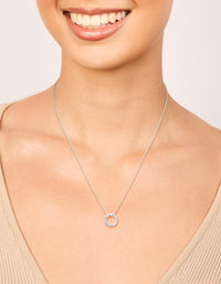Sterling Silver Diamante Circle Pendant Necklace - link has visual effect only