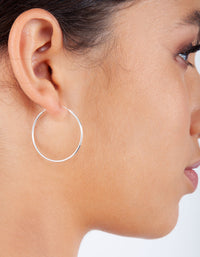 Sterling Silver Fine 3cm Hoop Earrings - link has visual effect only