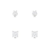 Sterling Silver Square Cubic Zirconia Studs - link has visual effect only