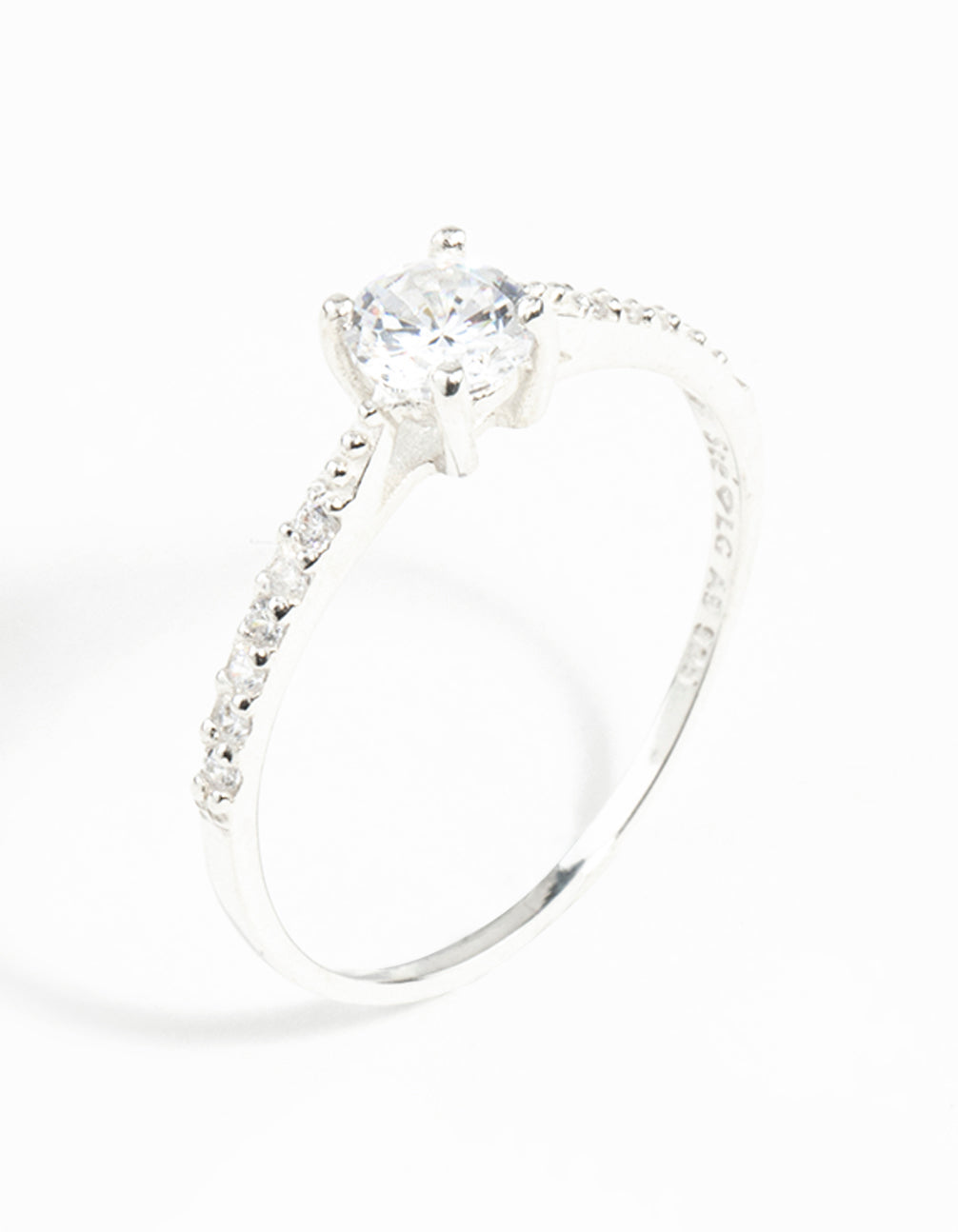 Sterling Silver Diamante Stone & Band Ring