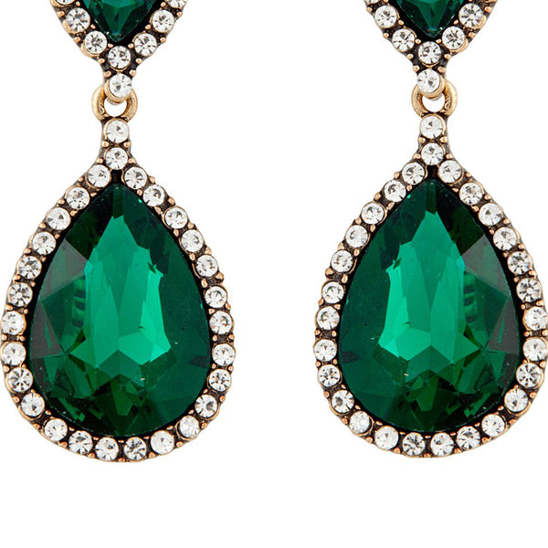 Emerald & Crystal Angelina Earrings