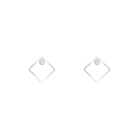 Silver Square Diamante Stud Earrings - link has visual effect only