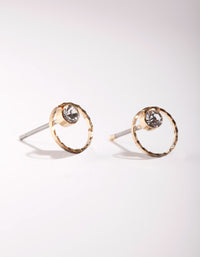 Gold Mini Circle Dia Stud Earrings - link has visual effect only