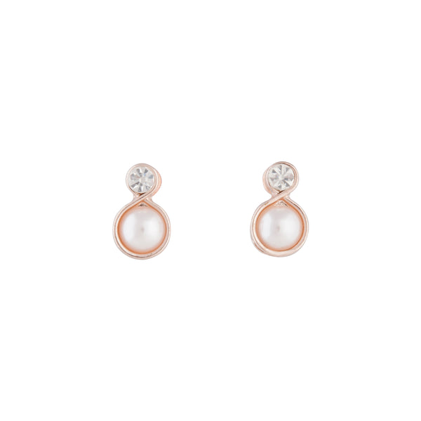 Rose Gold 70's Diamante Flower Stud Earrings