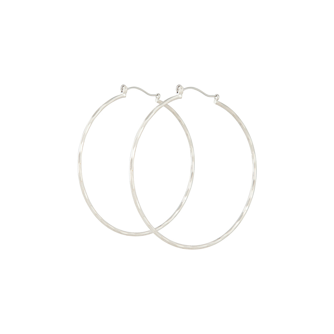 Silver Diamond Cut Hoop Earrings
