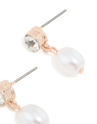 Rose Gold Pearl Drop Stone Stud Earrings - link has visual effect only