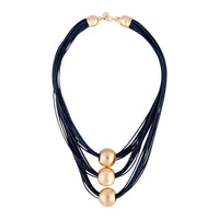 Midnight Navy Gold Ball Trio Necklace - link has visual effect only