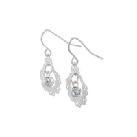 Ornate Silver Drop Earrings With Centre Diamante - link has visual effect only
