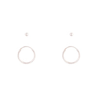 Sterling Silver Diamond Cut Hoop Stud Earrings Duo - link has visual effect only