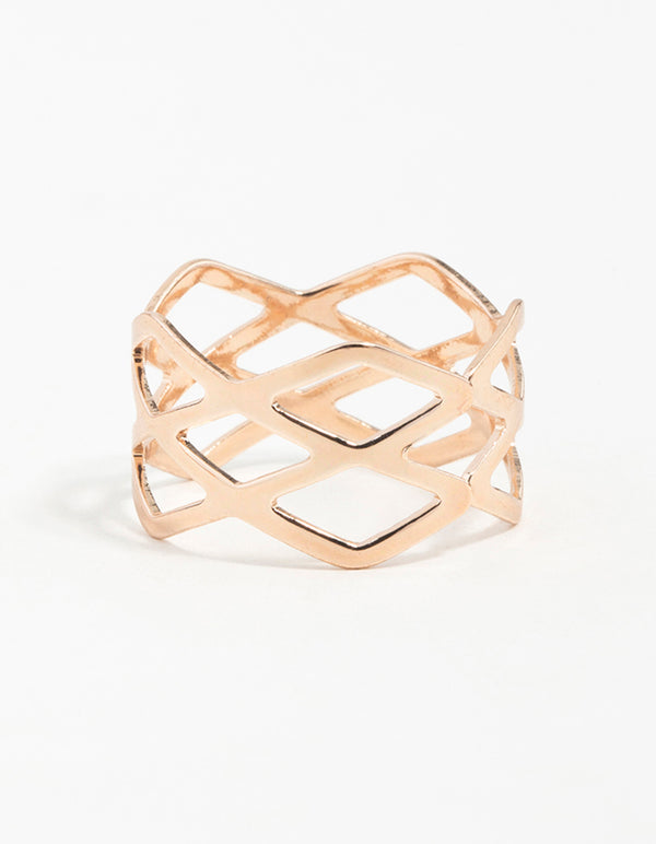 Rose Gold Multi Cross Over Ring