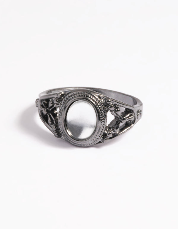 Gunmetal Vintage Stone Ring