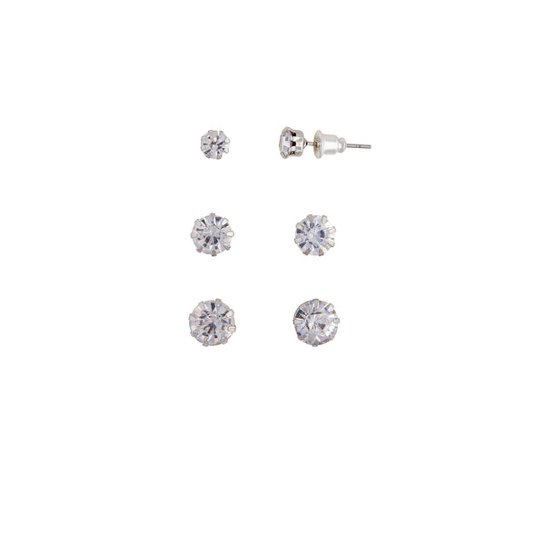 Silver Trio Diamante Earring Pack