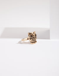 Antique Gold Small Owl Ring - link has visual effect only
