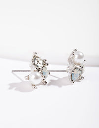 Silver Stone & Pearl Cluster Earrings - link has visual effect only