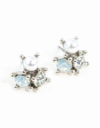 Silver Stone & Pearl Cluster Earrings - link has visual effect only