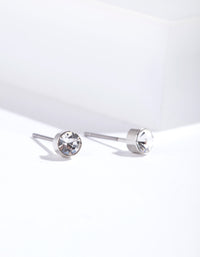 Rhodium 2MM Diamante Stud Earrings - link has visual effect only