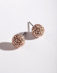 Rose Gold Textured Dome Stud Earrings - link has visual effect only