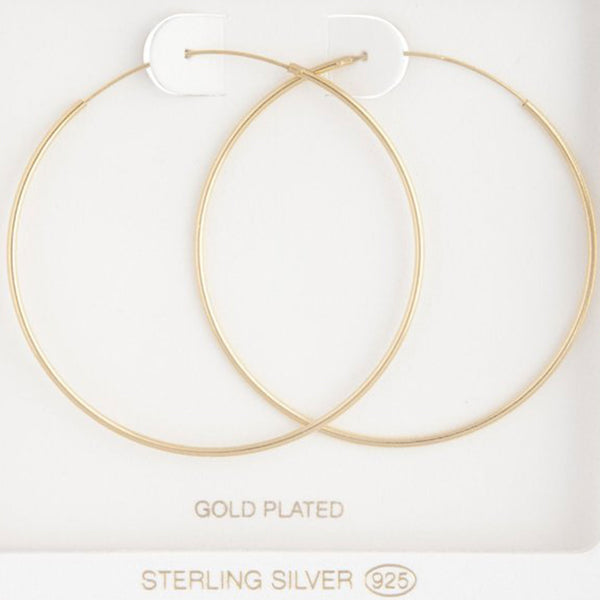 Gold Plated Sterling Silver 50mm Hoop