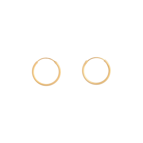 Gold Plated Sterling Silver 16mm Matte Hoop Earrings