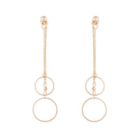 Gold Double Chain & Circle Drop Sandwich Earrings - link has visual effect only