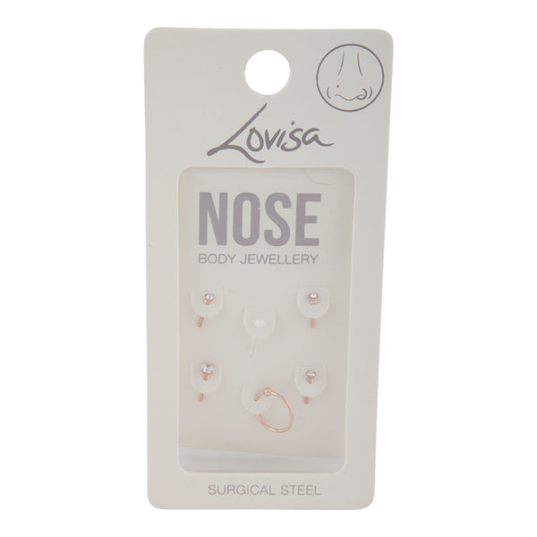Rose Gold Surgical Steel Mixed Nose Piercing 6-Pack