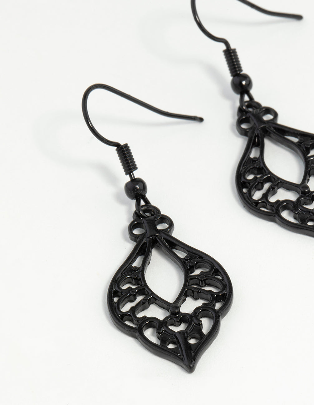 Black Cutout Bohemian Drop Earrings