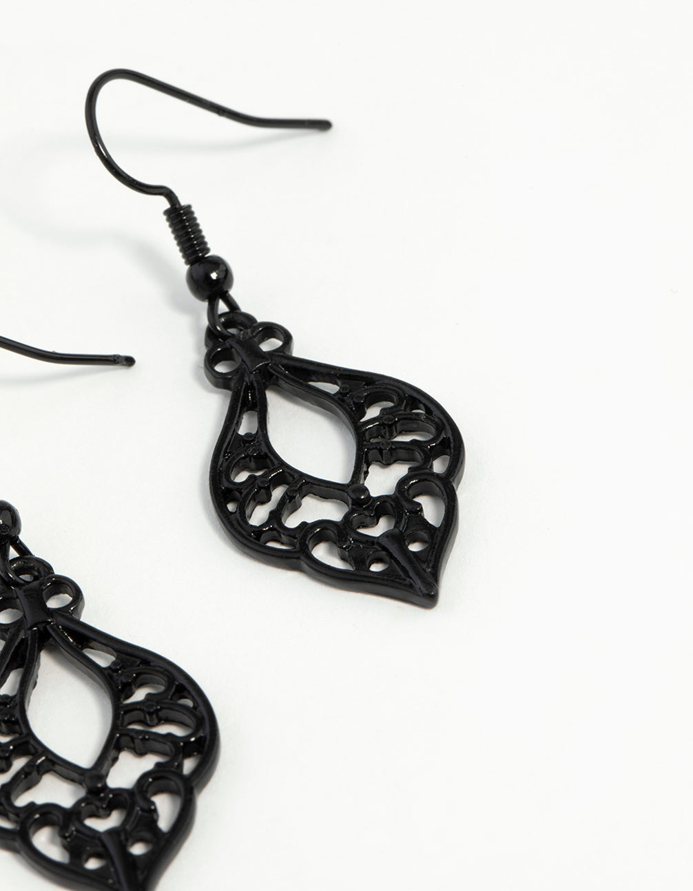 Black Cutout Bohemian Drop Earrings