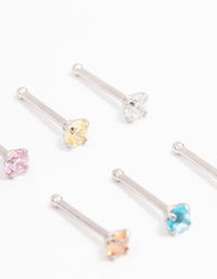 Rhodium Dainty Diamante Nose Hook 6-Pack - link has visual effect only