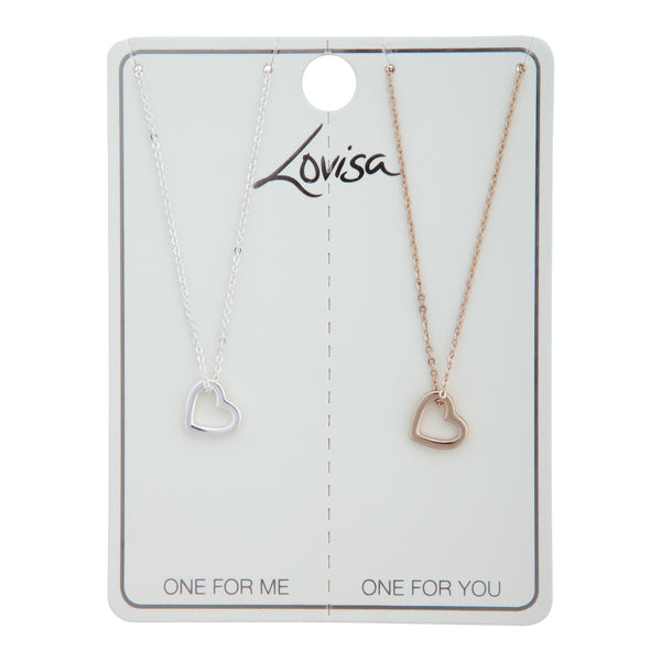 Tear & Share Gold Silver Cut-out Heart Necklace Pack