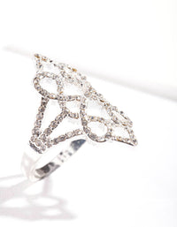 Silver Diamante Filigree Ring - link has visual effect only
