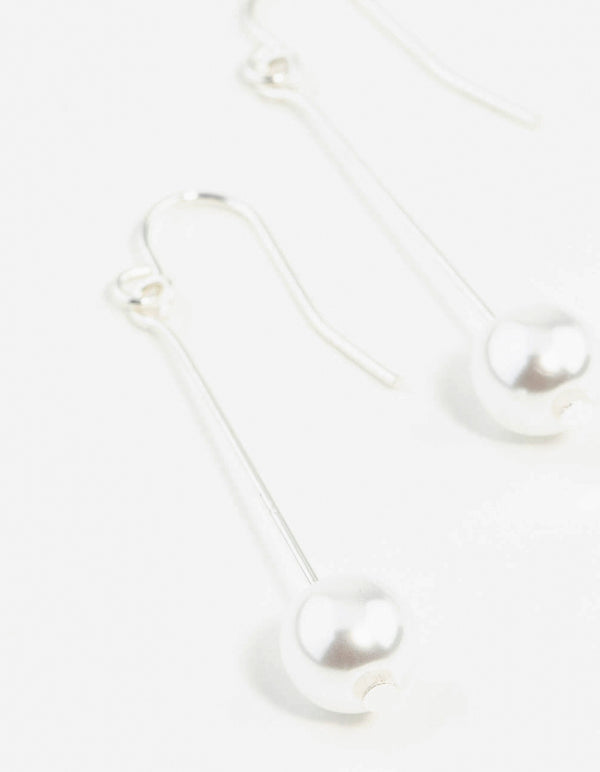 Fine Silver Pin & Pearl Drop Earrings