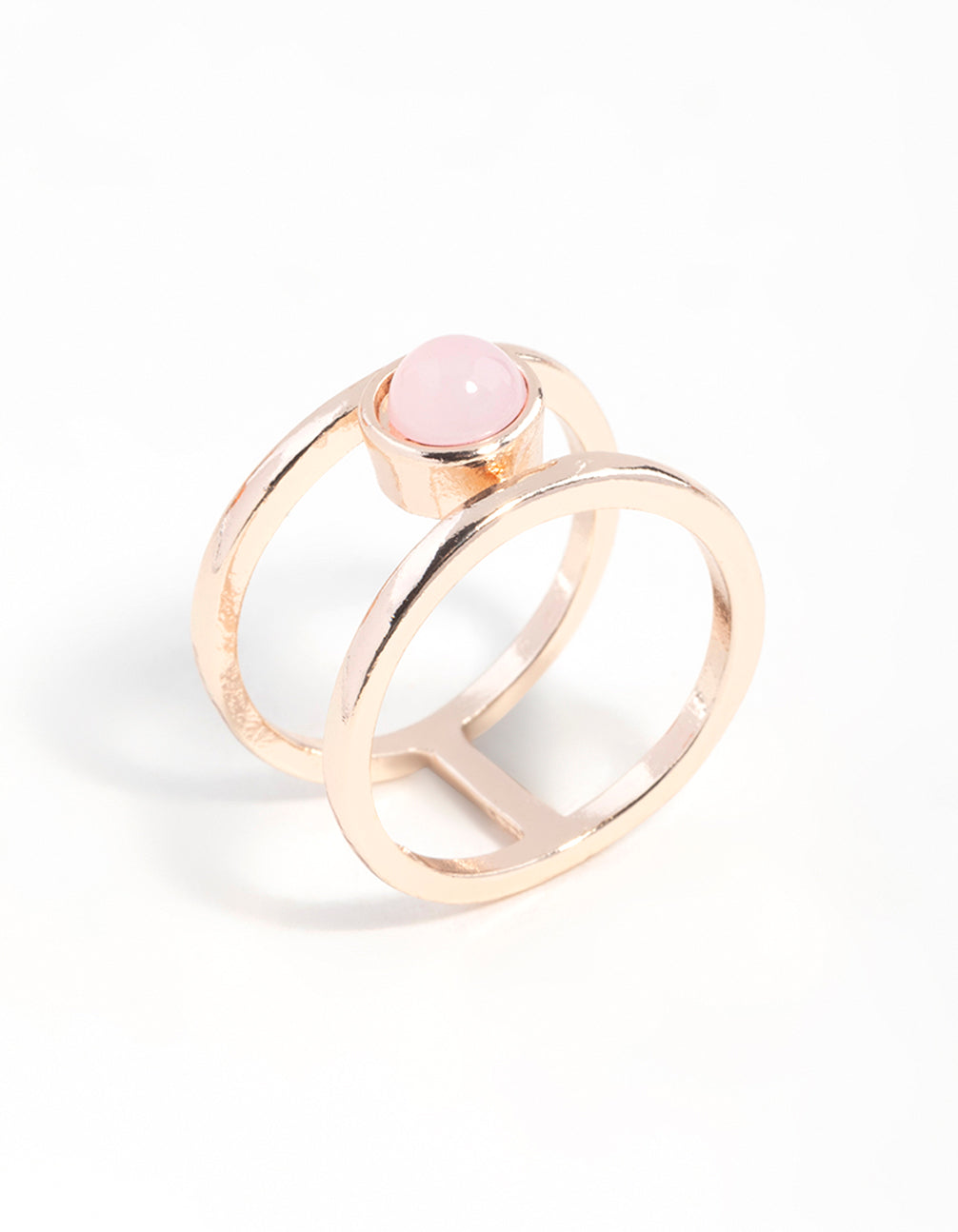 Rose Gold Double Band Centre Stone Ring