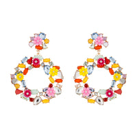 LAYERED FLORAL AND JEWELLED CIRCLE STATEMENT Earrings - link has visual effect only