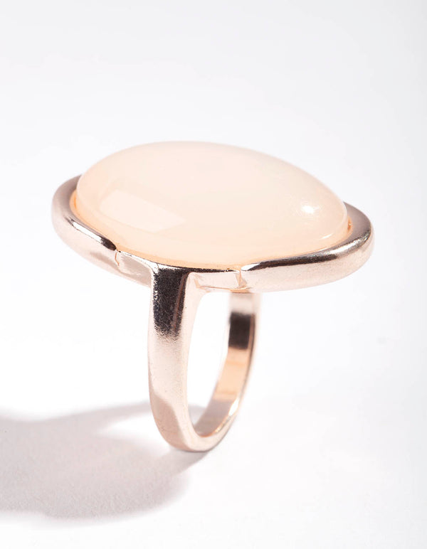 Peach Oval Stone Rose Gold Ring