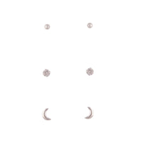 Sterling Silver Diamante Moon Earrings Trio - link has visual effect only