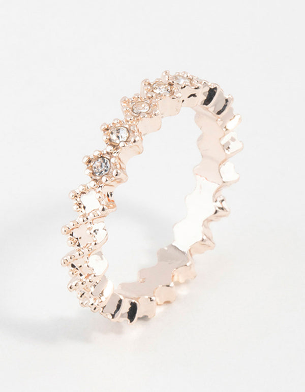 Rose Gold Diamante Band Ring