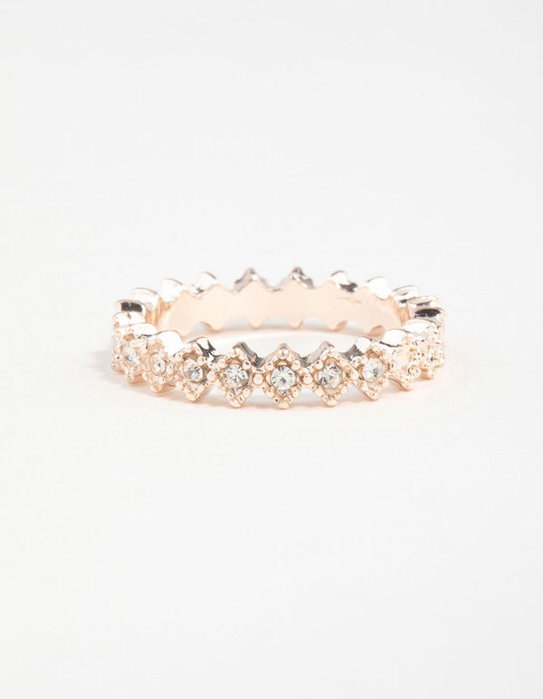 Rose Gold Diamante Band Ring
